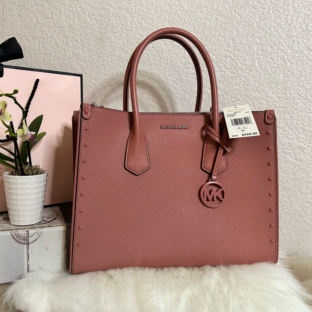 Michael Kors Rose Satchel With Mk Charm
